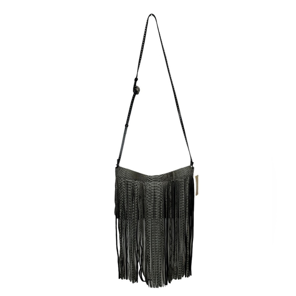 Michael Kors Collection Joni Gray Black Python Leather Fringe Fall Winter Clutch - Picture 10 of 16